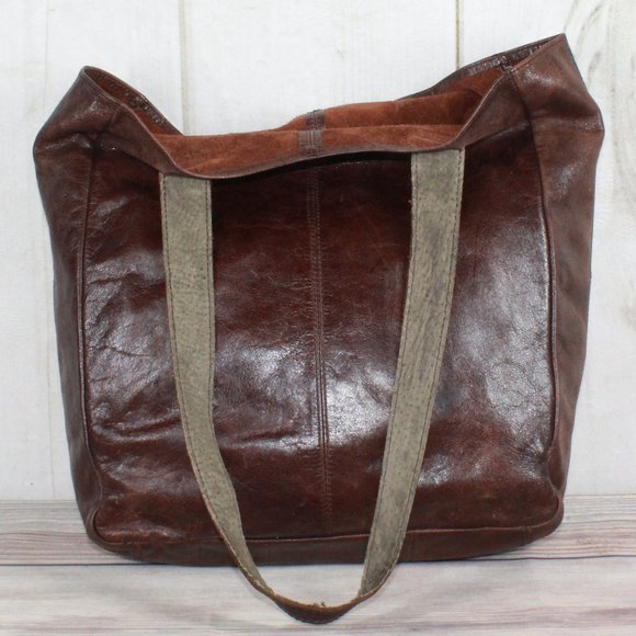 Ellington Brown Leather Double Handle Shoulder Tote Handbag Purse - Picture 4 of 12